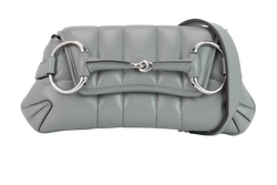 Horsebit Chain Small Clutch, Leather, Grey. 764339, DB/S, 3*